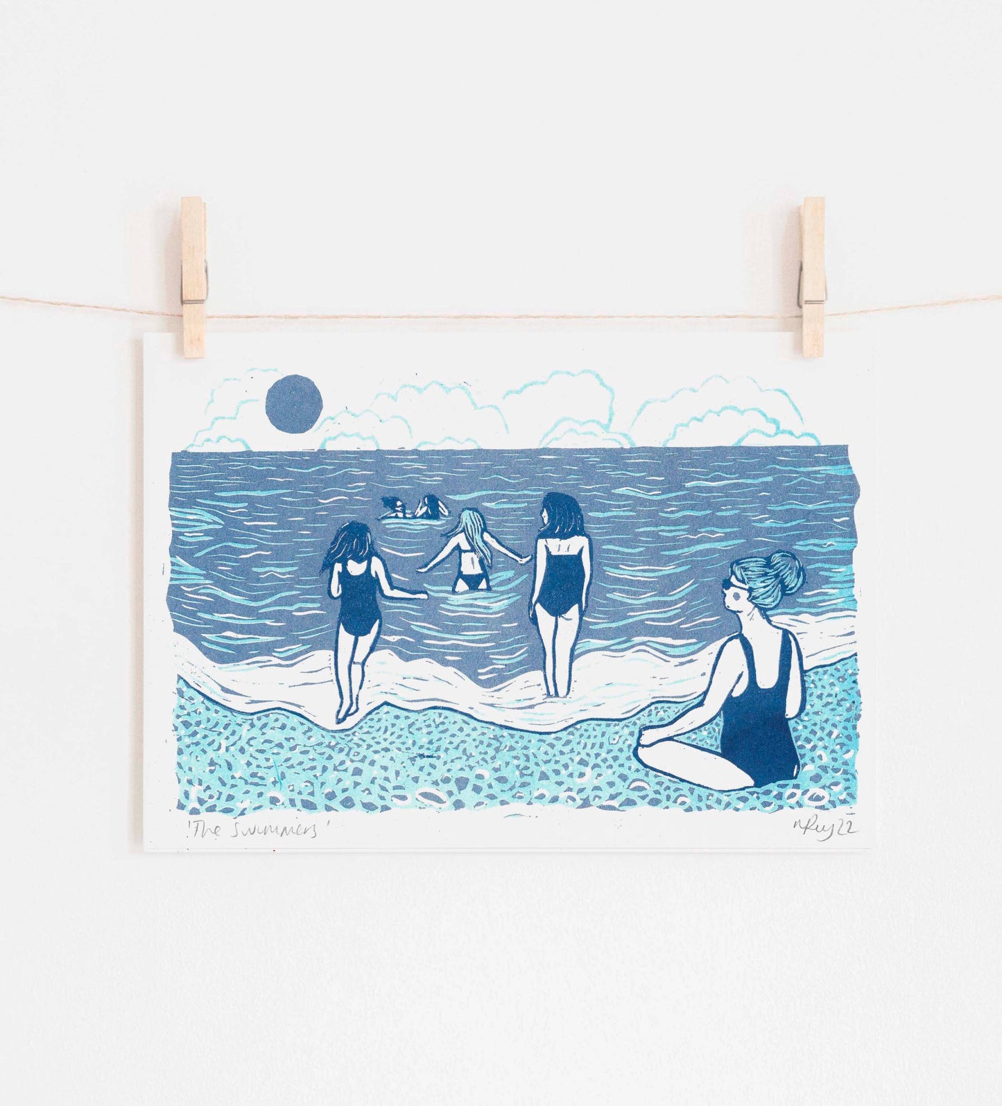 The Swimmer Risograph Print