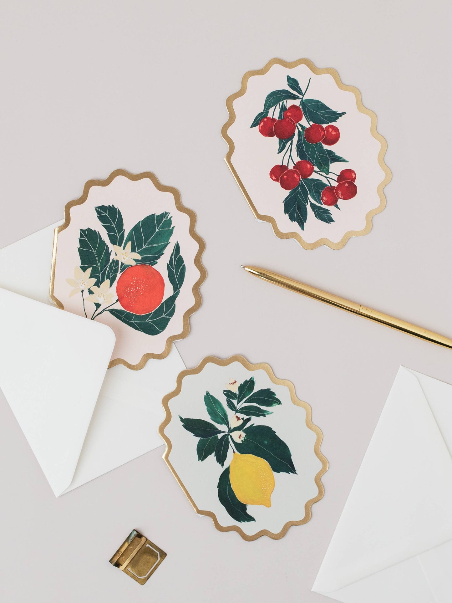 Lemon Botanical Scallop Edge Card