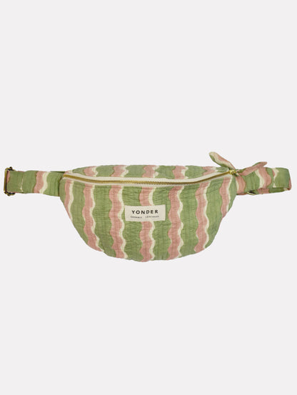 Cotton Quilted Bumbag - Whirly Mint