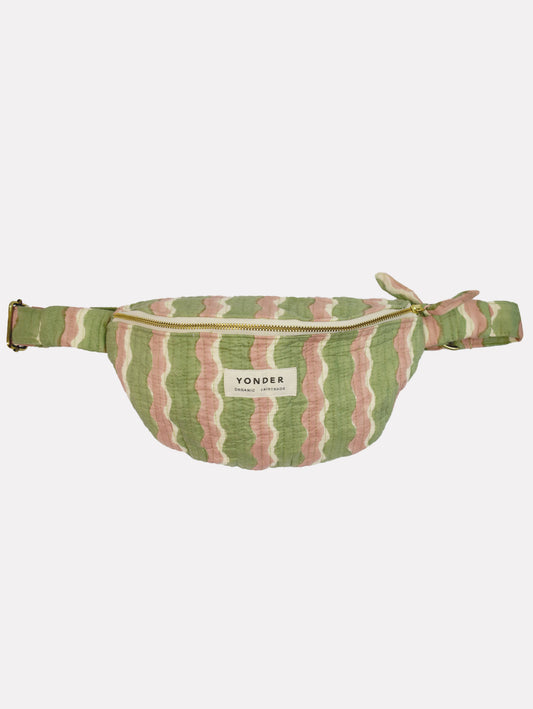 Cotton Quilted Bumbag - Whirly Mint