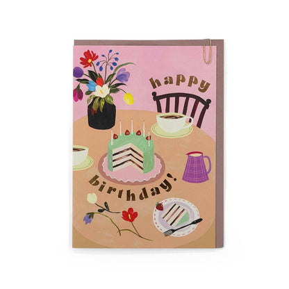Happy Birthday Afternoon Tea & Cake Greeting Card