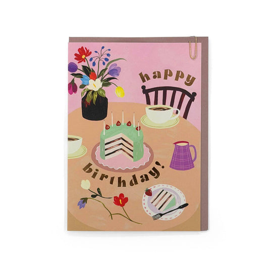 Happy Birthday Afternoon Tea & Cake Greeting Card
