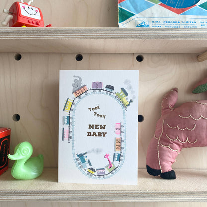 Toot Train Baby Card