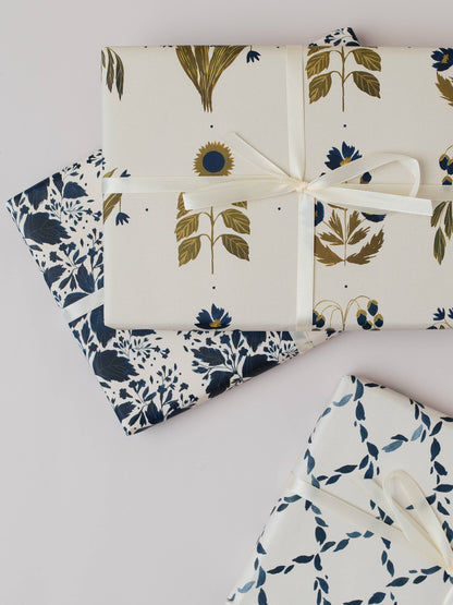 Floral Blue Botanical Luxury Gift Wrap