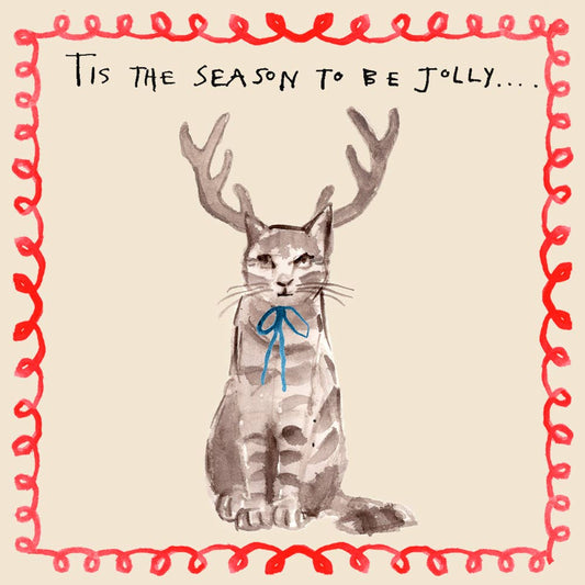 'Antler Cat' Greetings Card