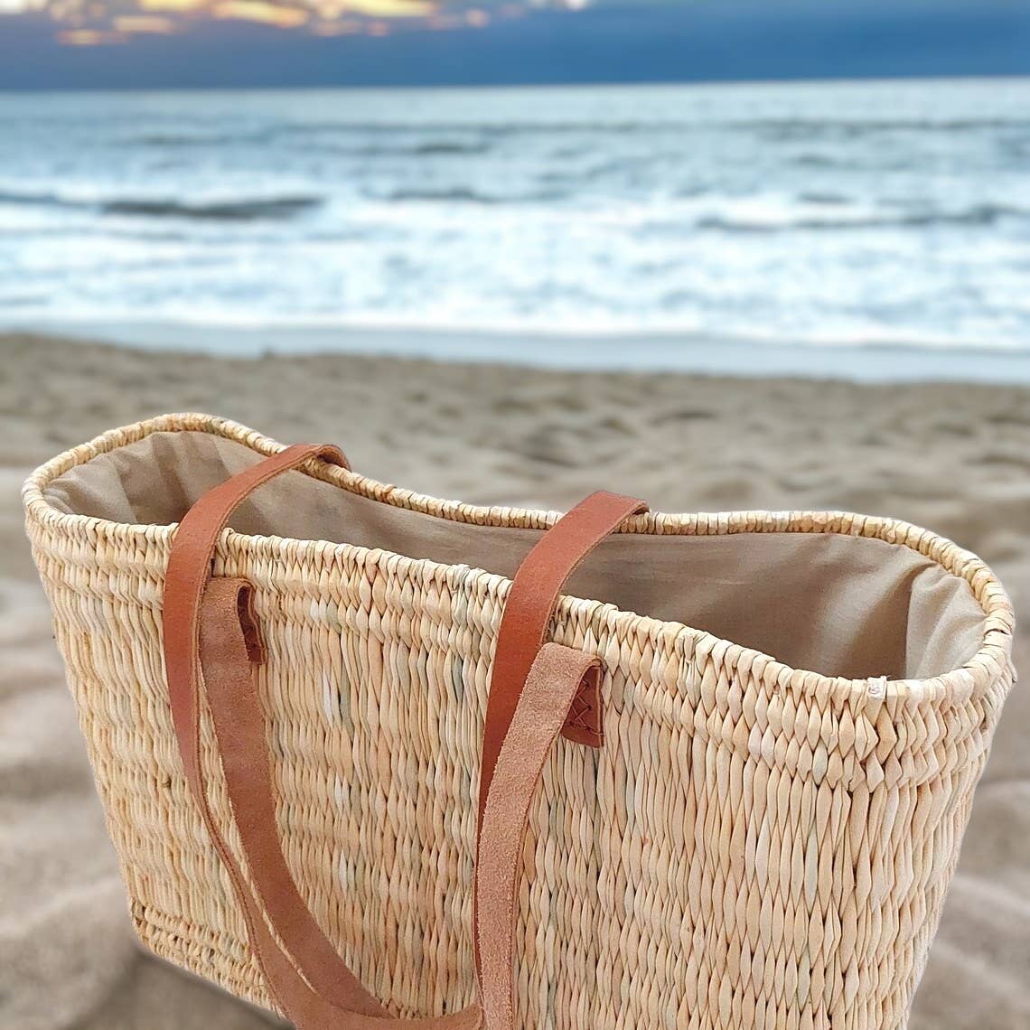 Beach Ready Straw Basket Bag