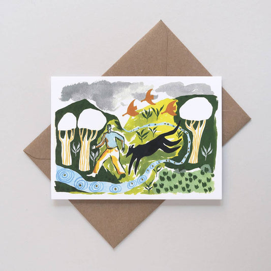 Black Dog Greetings Card