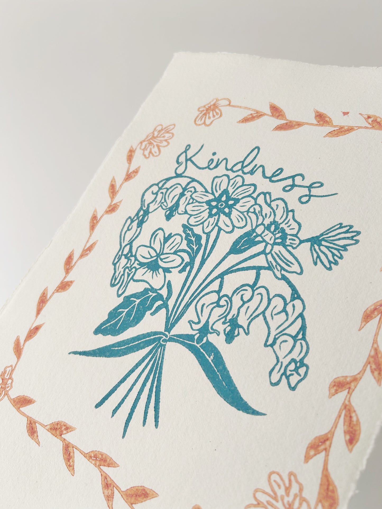 ‘Kindness’ Truth Posy Original Lino Print