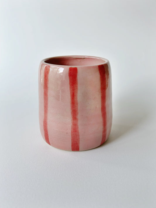 Pink & Red Stripe Ceramic Cup