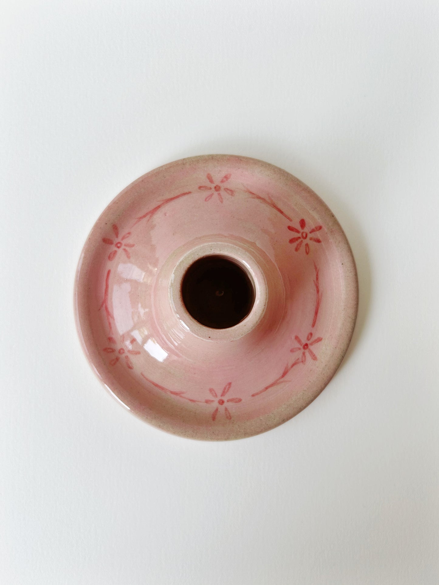 Pink Ceramic Candlestick Holder