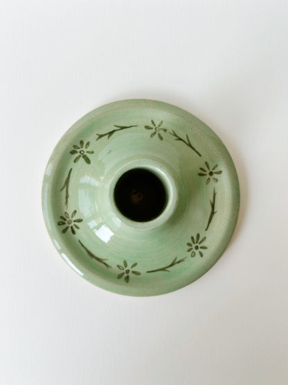 Green Ceramic Candlestick Holder