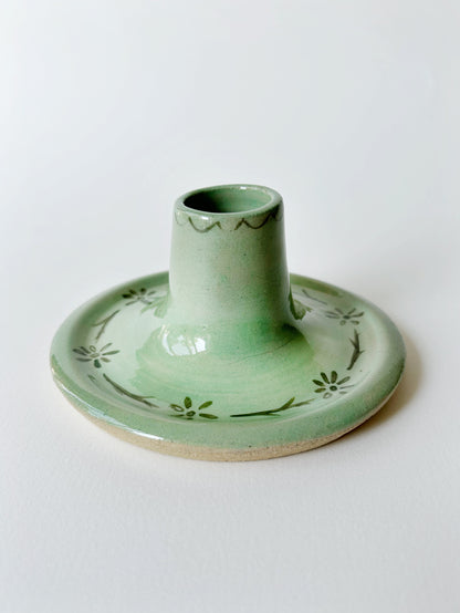 Green Ceramic Candlestick Holder