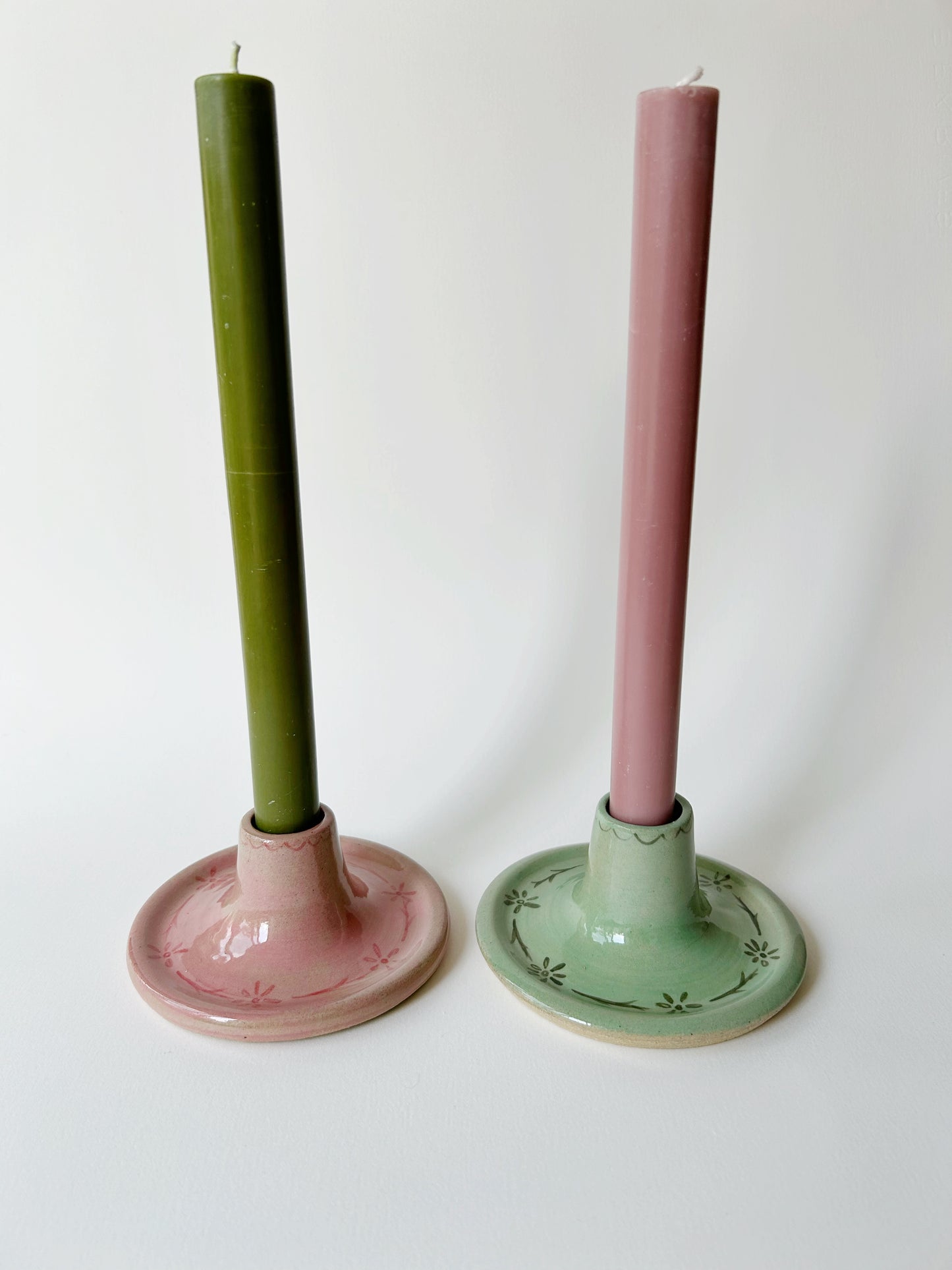 Green Ceramic Candlestick Holder