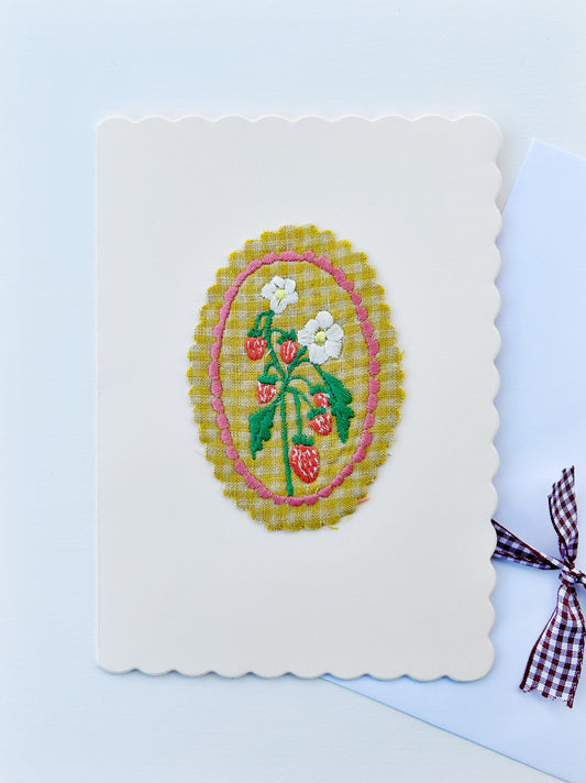 Strawberries Embroidered Card