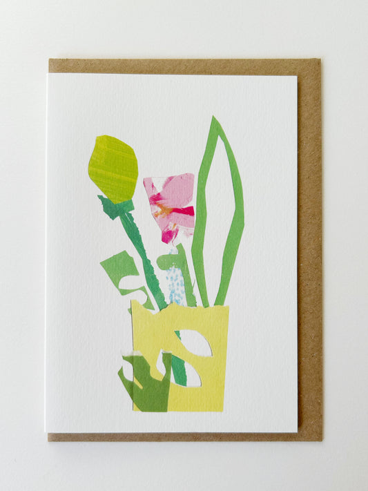 Flowers in Yellow Vase Card