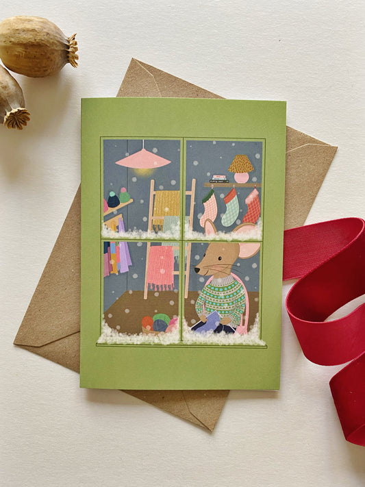 ‘Knitting’ Mice Card