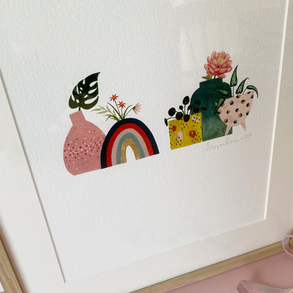 ‘Rainbow Days’ Limited edition giclee print in sold oak frame