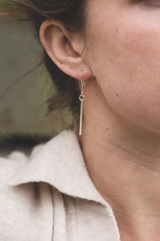 Sterling Silver Drop Bar Earrings