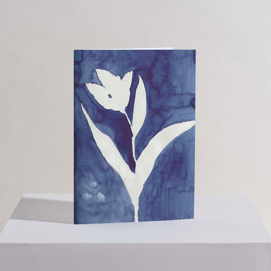 Blue Tulip Watercolour Card
