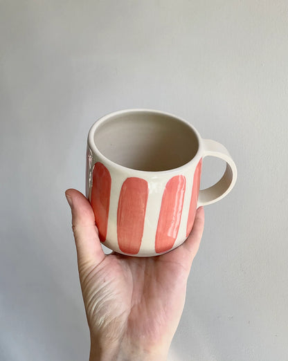 Coral Pink Stripe Mug