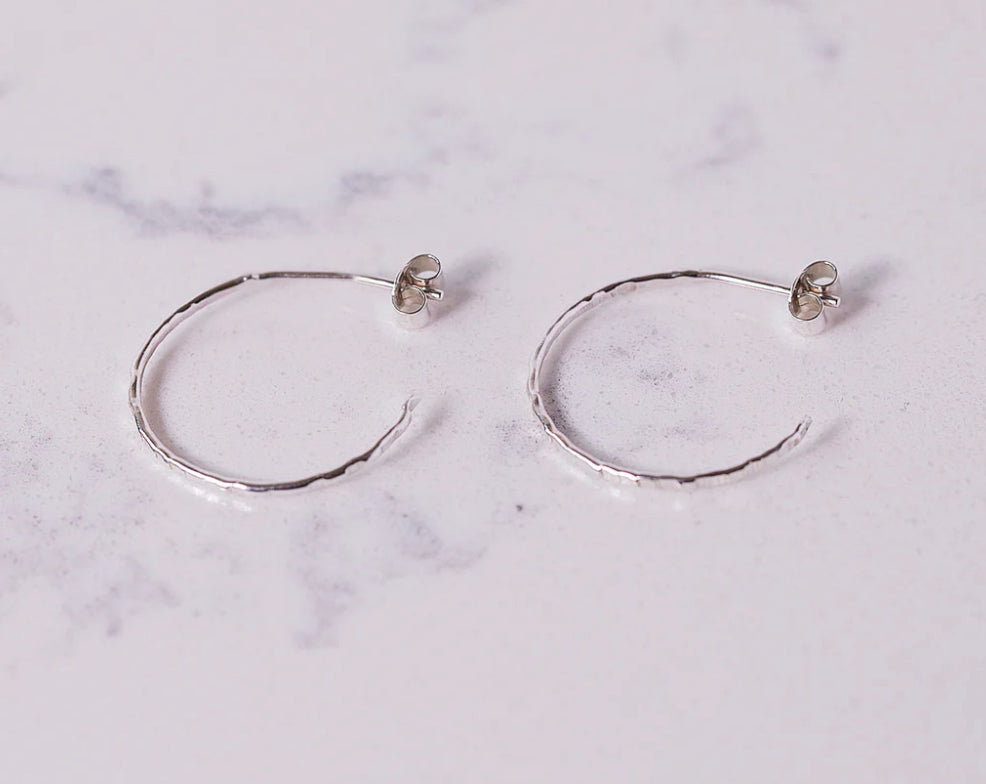 Sterling Silver Hammered Hoops