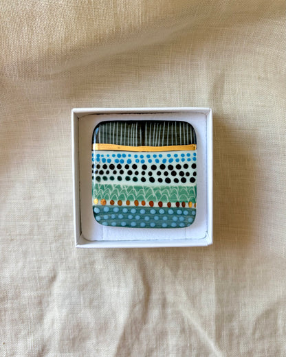 Abstract Square Porcelain Brooch