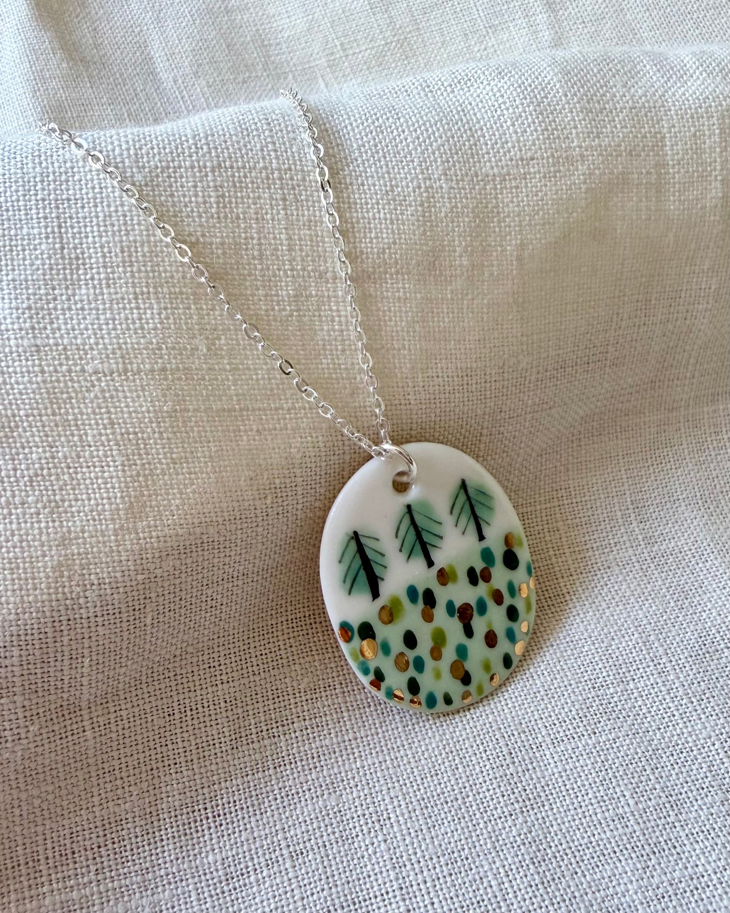 Trees Necklace With Gold Lustre