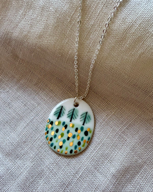 Trees Necklace With Gold Lustre