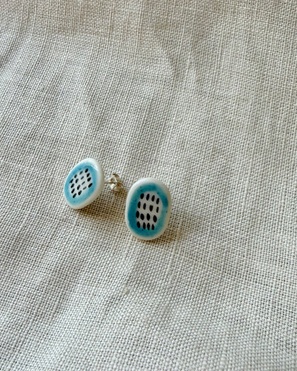 Oval Dashes Porcelain Earrings