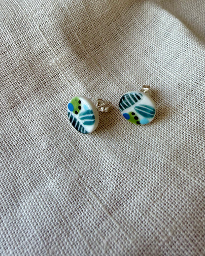 Circle Dashes Shapes Porcelain Earrings