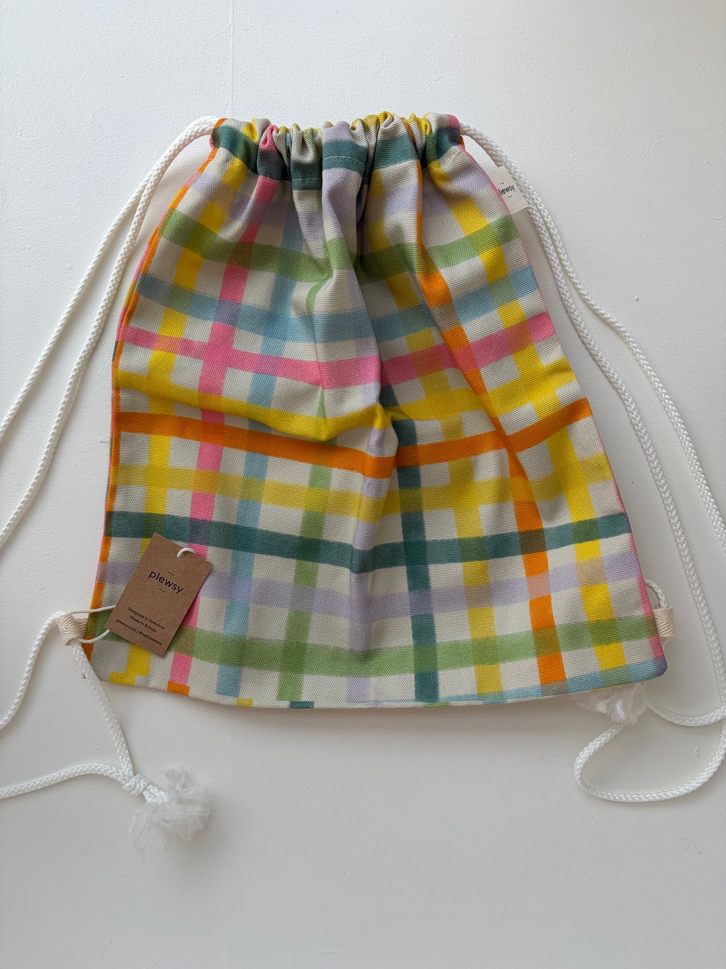 *Sale* Children's Gingham Drawstring Bag