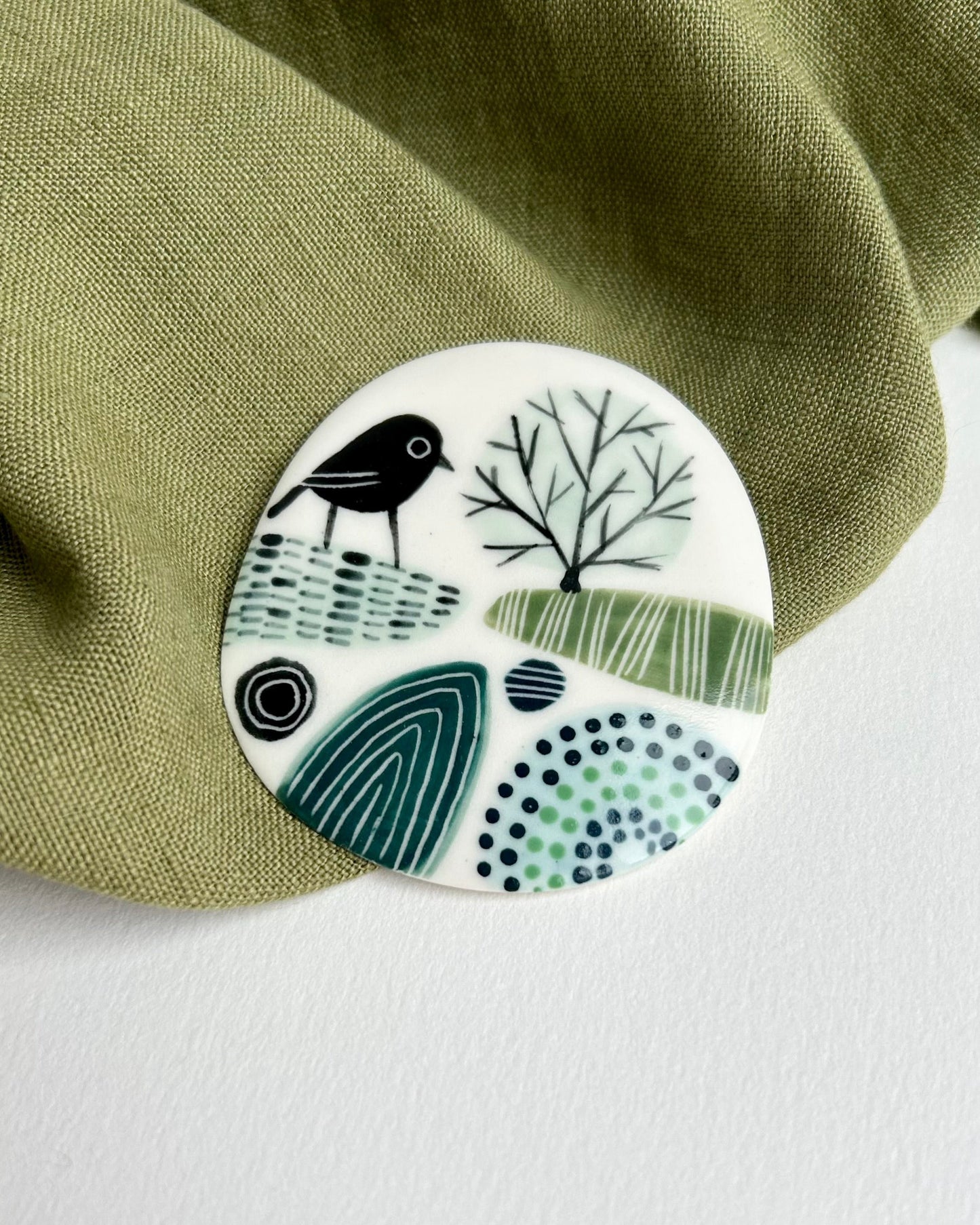 Bird Porcelain Brooch