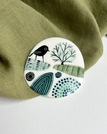 Bird Porcelain Brooch