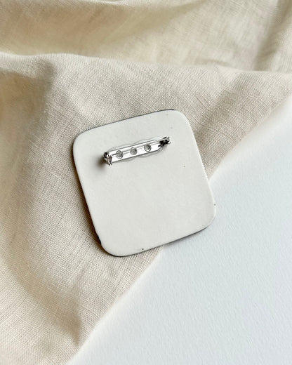 Abstract Square Porcelain Brooch