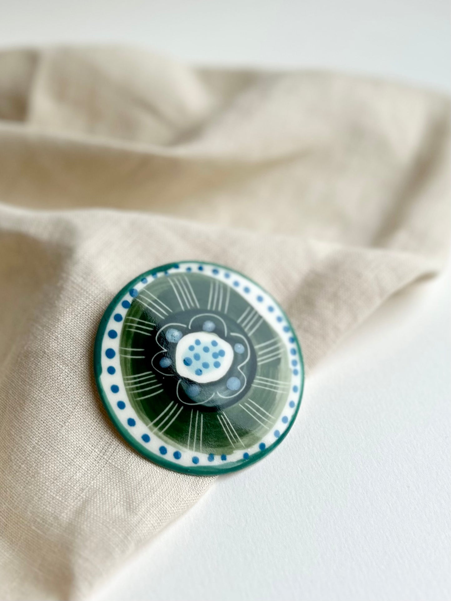 Abstract Circle Porcelain Brooch