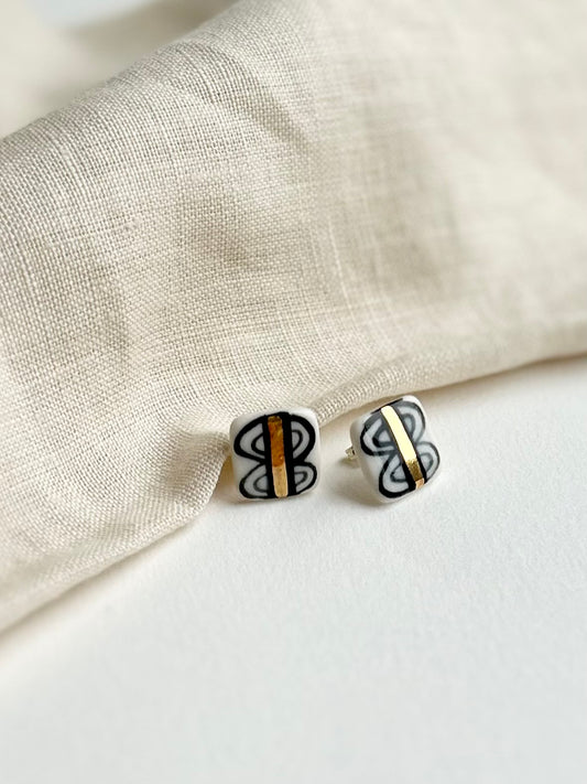 Abstract Monochrome Porcelain Earrings