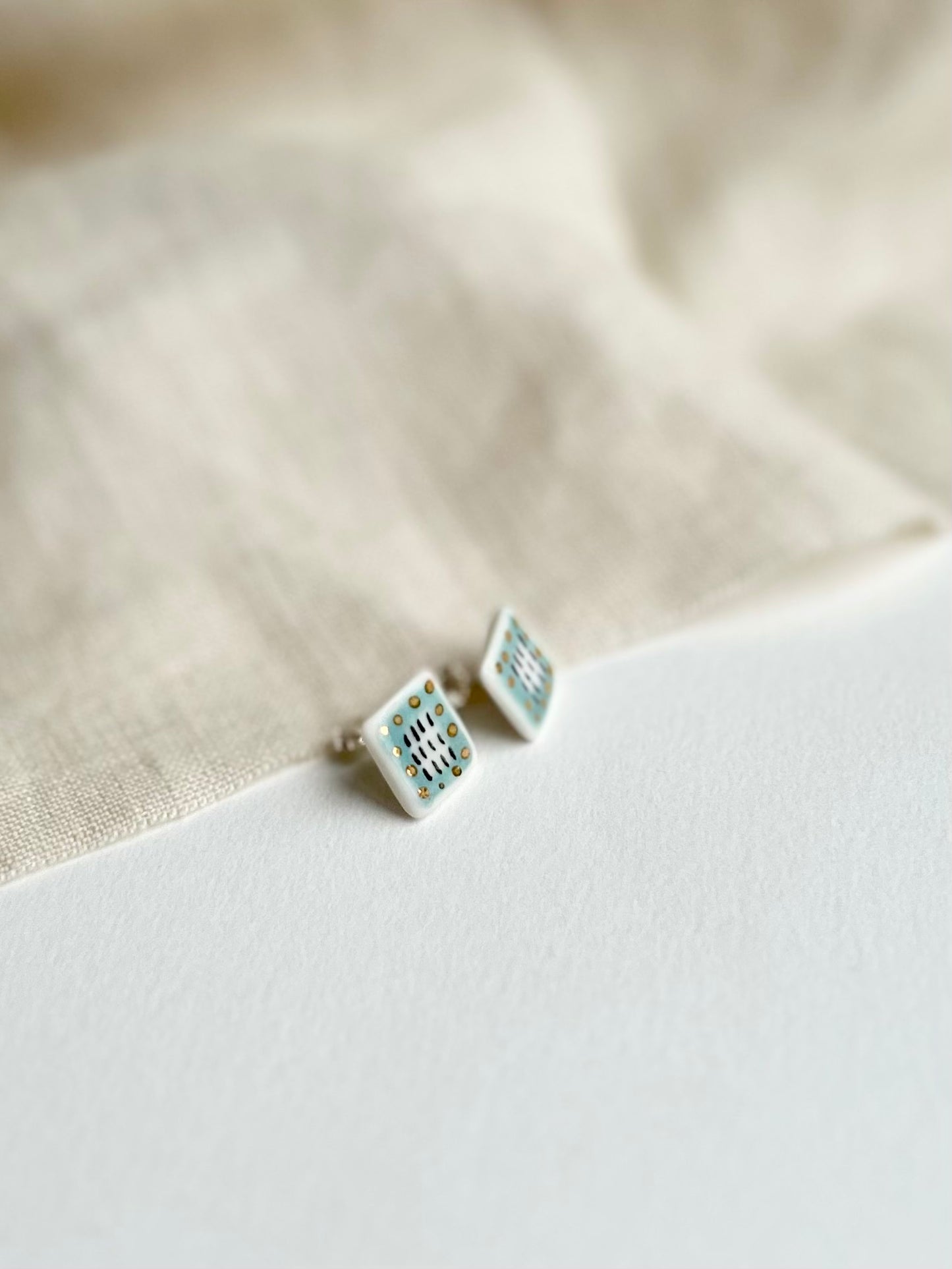 Dots Square Porcelain Earrings