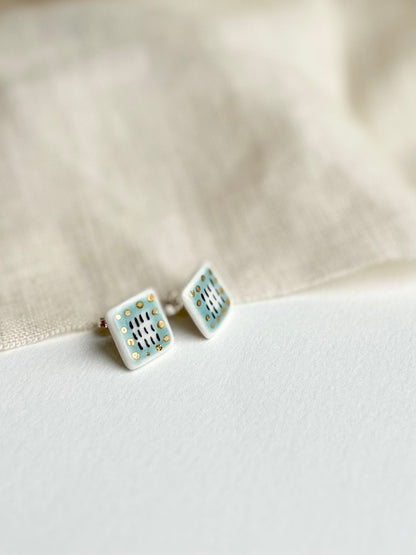 Dots Square Porcelain Earrings