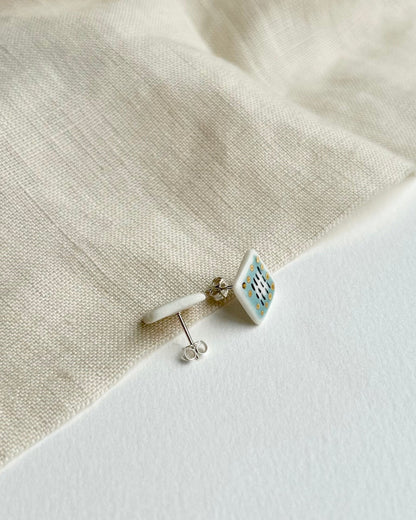 Dots Square Porcelain Earrings