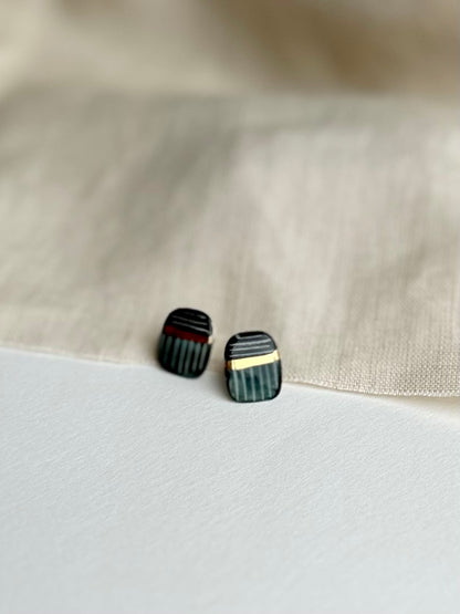 Stripe Square Porcelain Earrings