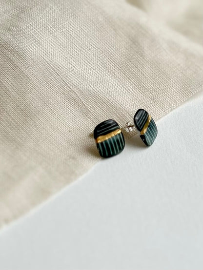 Stripe Square Porcelain Earrings