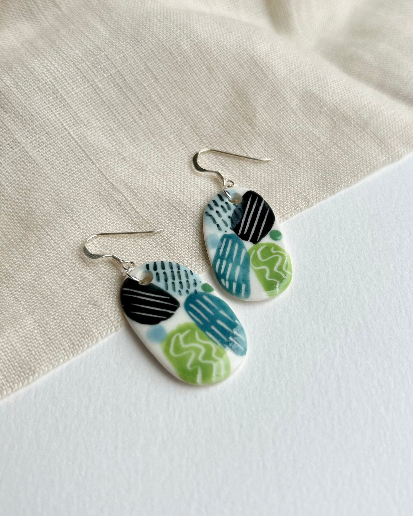 Abstract Porcelain Drop Earrings