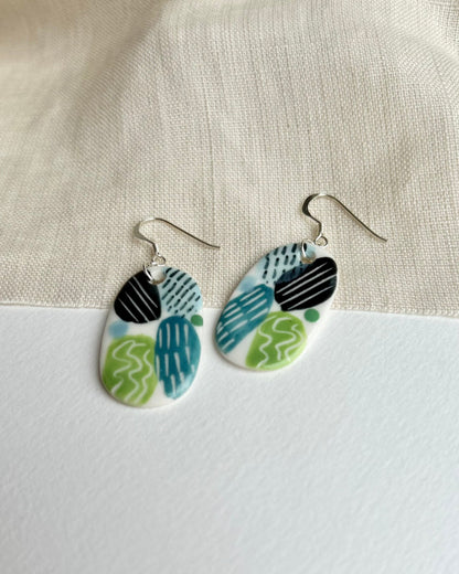 Abstract Porcelain Drop Earrings