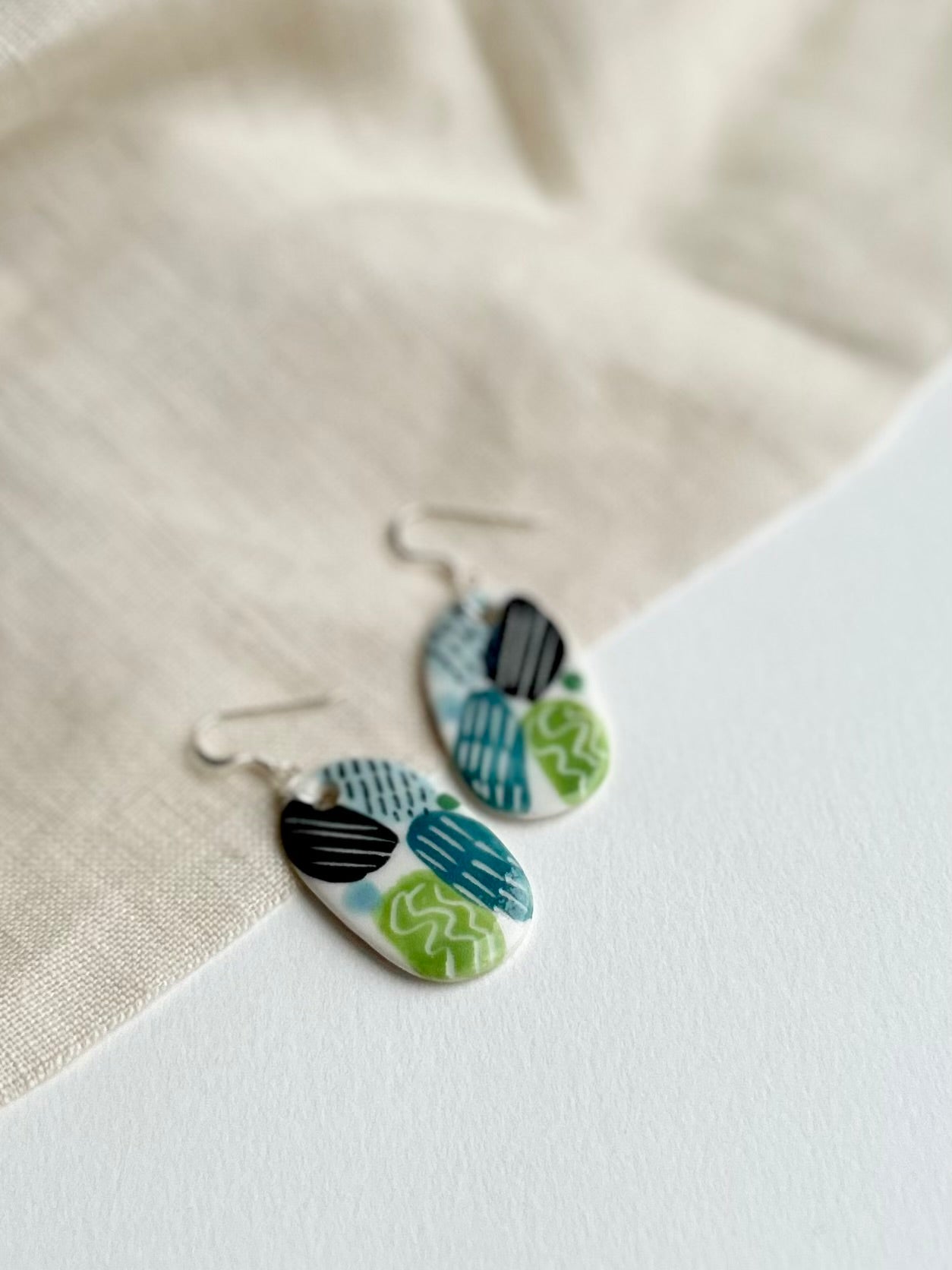 Abstract Porcelain Drop Earrings