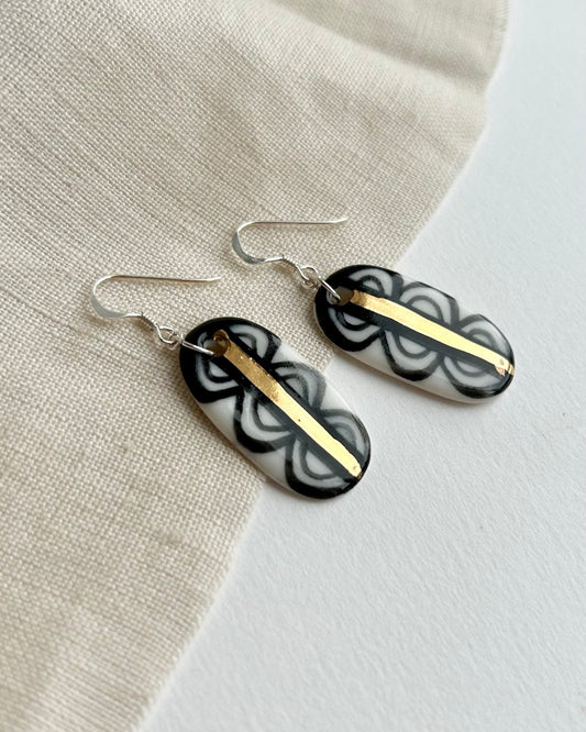 Abstract Monochrome Porcelain Drop Earrings