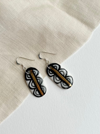 Abstract Monochrome Porcelain Drop Earrings