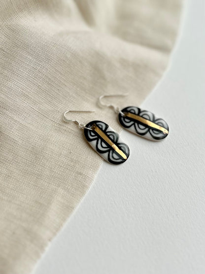 Abstract Monochrome Porcelain Drop Earrings