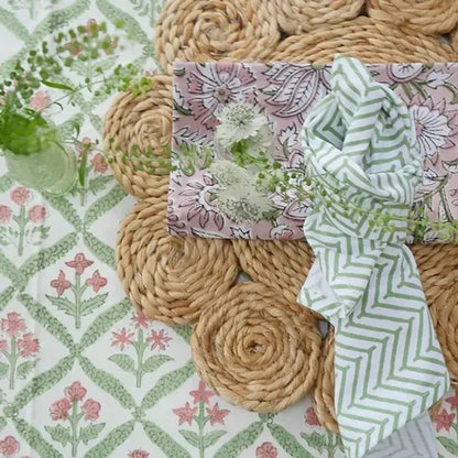 Pink and Green Trellis Tablecloth