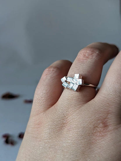 Sterling Silver Cube Flow Ring