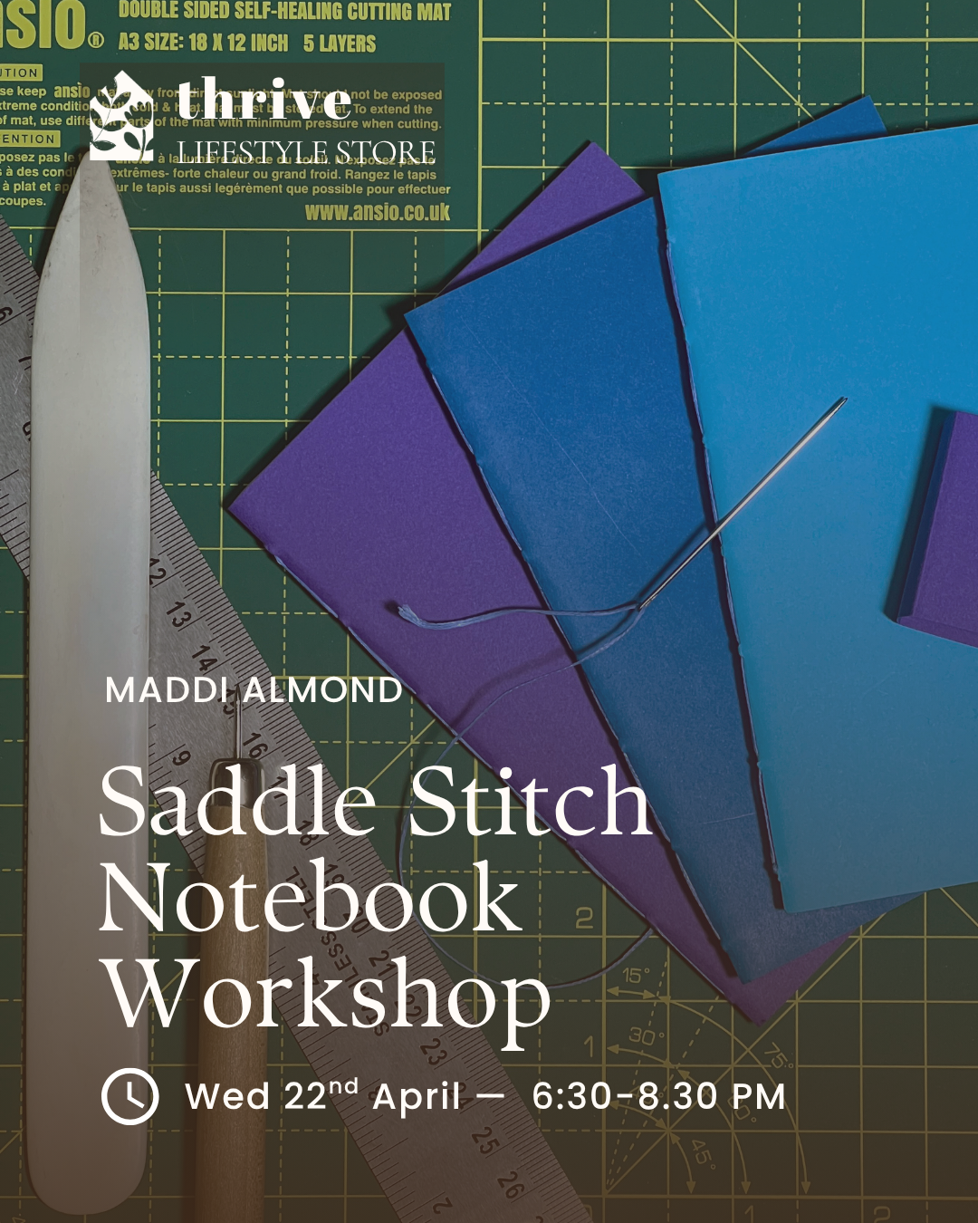 Saddle Stitch Notebook Workshop - Wednesday 22nd April 18.30-20.30